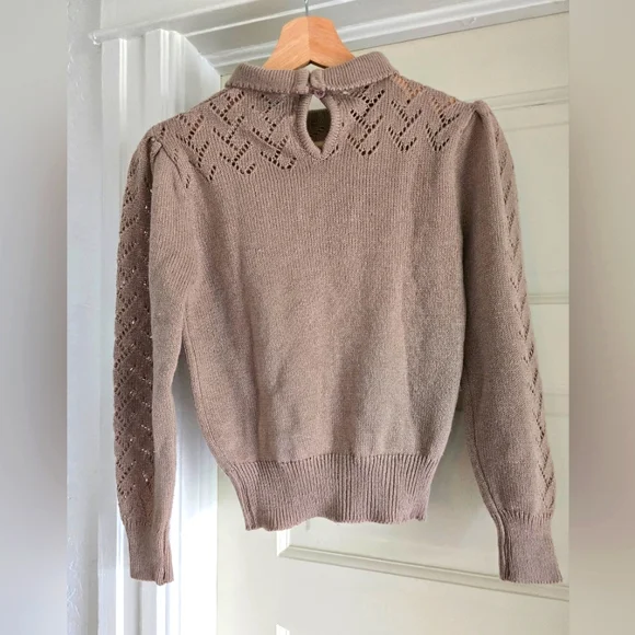 Vintage Elegant Acrylic Tan Sweater - Picture 4 of 7
